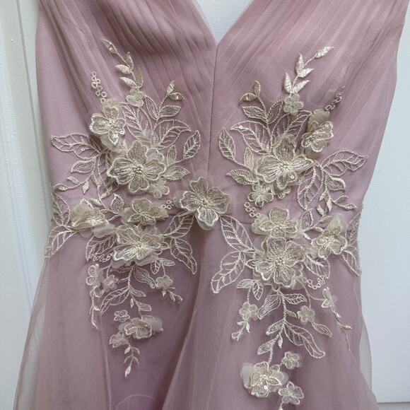 BCBGMAXAZRIA Embroidered Tulle Mini HoCo Dress 0 Lavender Mist NEW $398 - Picture 7 of 11